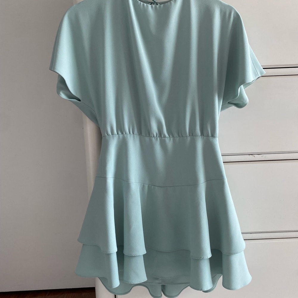 Alice + Olivia Light Blue Ruffle Blouse